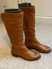 DUO BOOTS  Ted & Muffy Tan Knee High Long Fleece Lined  UK 7 EU 40  wide calf
