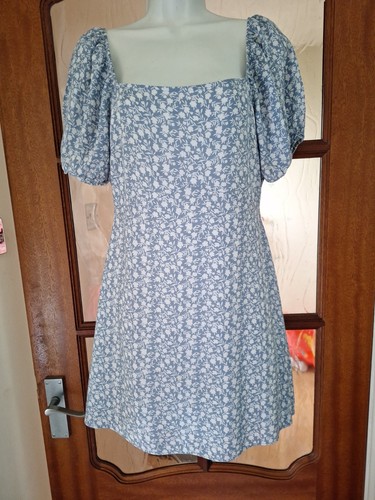 Blue floral short sleeve dress - floral,