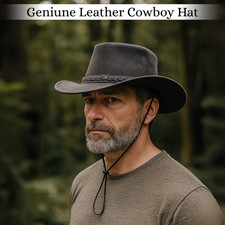 100% Real Leather Cowboy Hat Mens Australian Western Style Cowboy Hat Women