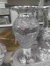 30Cm Sparkle Diamond Crushed Crystal Sparkly Silver Mirrored Floor Vase Style 54