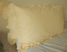 Traditional Frilled Pair Pillowcases Plain Soft CREAM YELLOW Vintage 33" x 22"