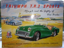 Triumph Motor Company TR3 Sports 110mph & The Safety Of Disc Brakes Display Sign