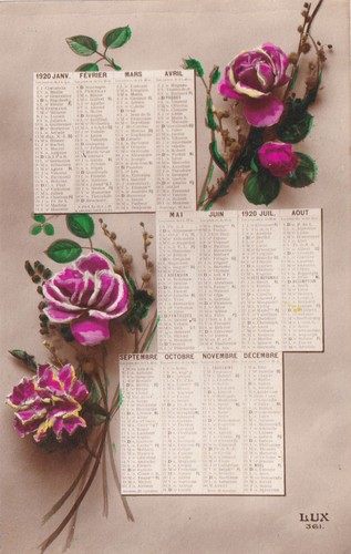 French floral calendar 1920 - french,