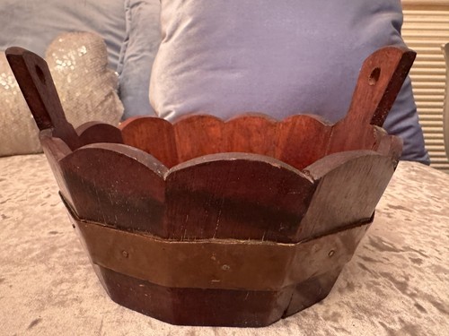 Antique wooden bucket - wooden, basket
