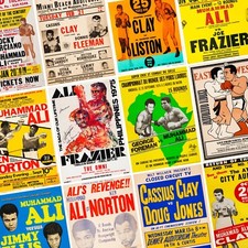 MUHAMMAD ALI Classic Fight Posters | Boxing Wall Art Print | Cassius Clay Poster