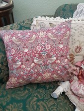 Handmade Cushion Using William Morris Strawberry Thief Fabric, 44cm x 39cm