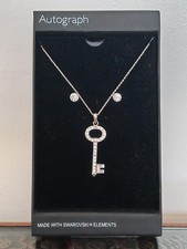 Autograph M&S Key Necklace & Earrings Set With Swarovski Elements New & Boxed