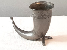 Vintage HANDSTOPTTBPTINN Norwegian  Drinking horn Pewter shot