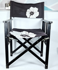 Wooden Director's Chair Vintage Style Black Folding Chair Garden Patio Picnic