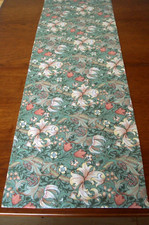 William Morris Golden Lily Minor Table Runner Cotton Fabric  NEW Lined  51" Long