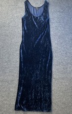 Vintage Monsoon blue Twilight crushed velour/velvet sleeveless maxi dress 12
