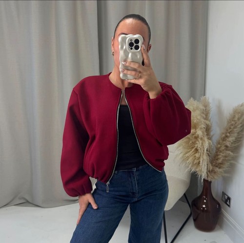 Women balloon sleeve bomber - women's,