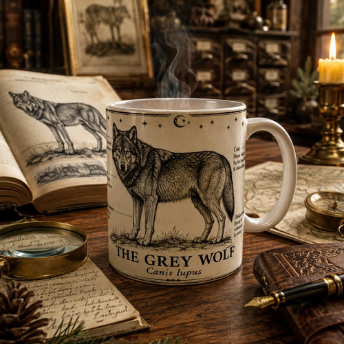 Grey wolf mug vintage - mug,