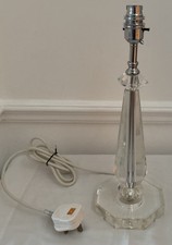 Glass Column Lamp Base 14” Tall B22 Fitting Octagonal Shaped All Tested Working