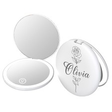 Personalised LED Compact Mirror Laser Engraved Travel Makeup Mirror Gift for Her