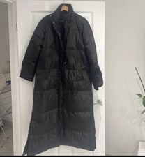 Stunning Zara Long Padded  Ladies Black Coat Size 8/10