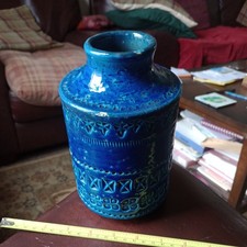 Bitossi Pottery Vase Rimini Blue by Aldo Londi c1960s Mid Century Modern