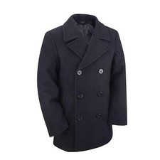 US Pea Coat Military Army Style Classic Suit Dress Uniform Wool Jacket Dark Navy