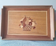 Vintage Wooden Inlaid Serving