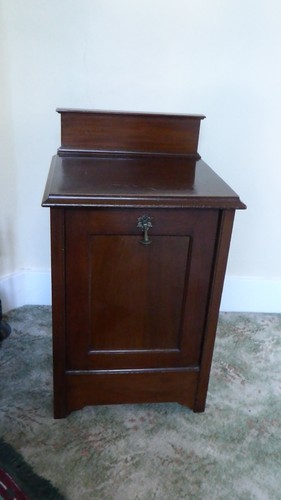 Coal scuttle wooden with metal - coal,