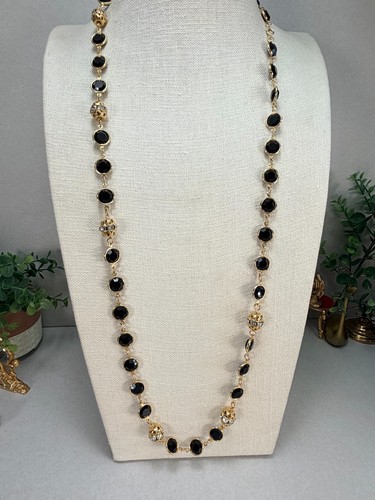 Long gold tone - gold, crystal