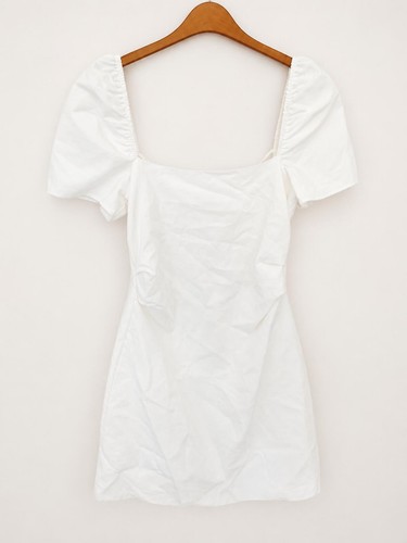Zara white puff sleeve mini - white,