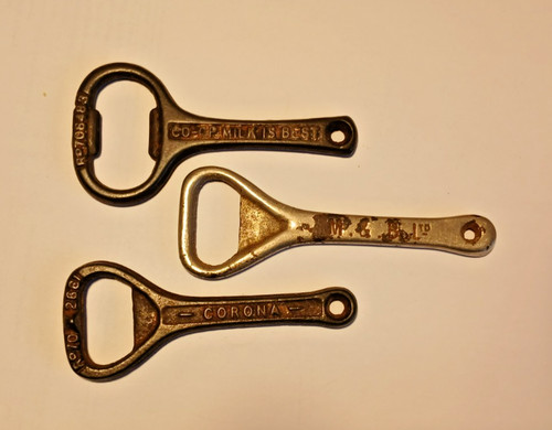 Three vintage bottle openers - vintage,
