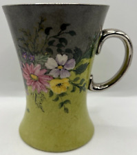 EARLY MOORCROFT FLORAL MUG WITH SILVER GILT HANDLE AND TOP RIM