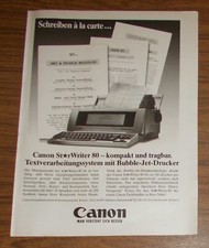 Seltene Werbung CANON StarWriter 80 - Textverabeitungssystem mit Drucker 1992