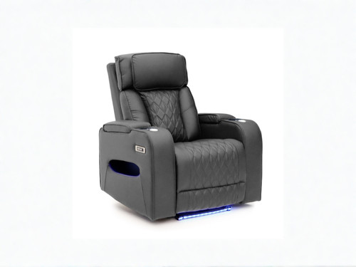 Grey leather power recliner - leather,