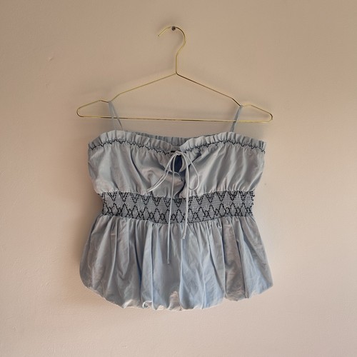 Zara light blue smocked peplum - zara,