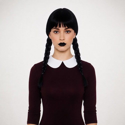 Womens long black braided wig - womens,