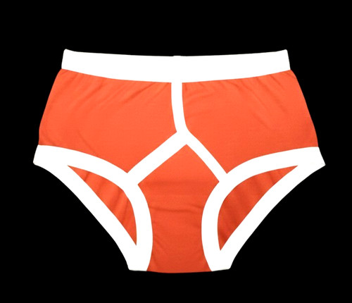 Men orange front briefs - front,