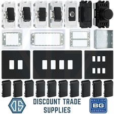 BG Matt Black Screwless Custom Grid Faceplate Switch Modules Components