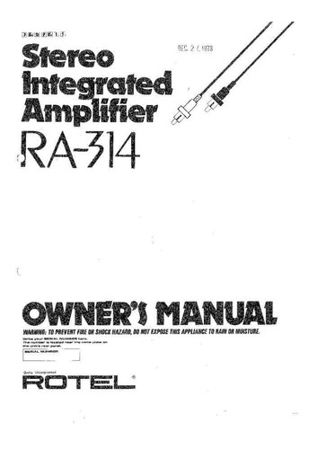 Rotel 314 amplifier owners - rotel,