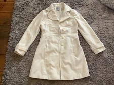 Ladies Tu Ivory Knee Length Smart Fitted Style Warm Coat Size 8 Great Condition