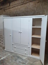 HANDMADE AYLESBURY WHITE 2DRAWERS 4 DOORS +SHELVES WARDROBE IN 4 PARTS TO BRING 
