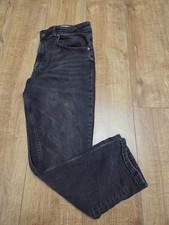 ZARA Mens Straight Black Jeans EU 42 W32 Black Cotton Used 