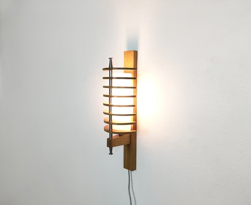 Vintage oak wall lamp - , /