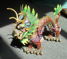 Vintage Chinese cloisonne enamel dragon figure 10 inches long