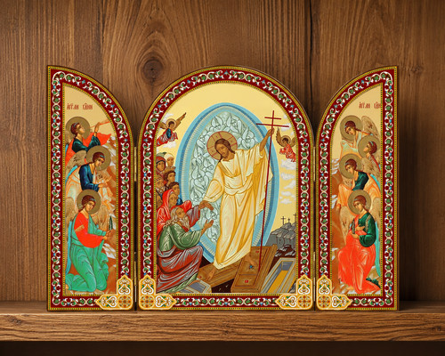 Resurrection christ with - of,