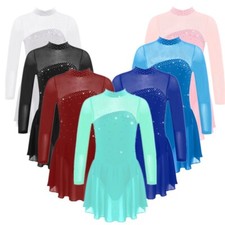 UK Girls Ballet Dance Dress Long Sleeves Figure Ice Skating Leotard Dancewears