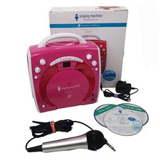 portable karaoke singing machine pink boxed 1 mic 3 cd's power adaptor sml283p