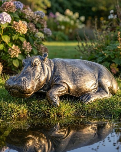 Hippo garden sculpture antique - hippo,