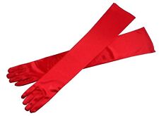Satin RED EXTRA LONG FINGERED PARTY PROM BRIDAL WEDDING OPERA GLOVE,21.5"L