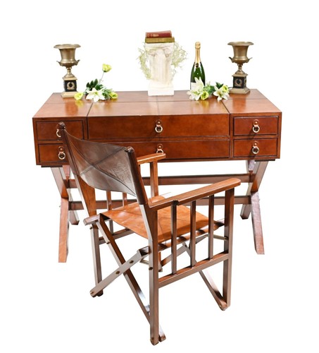 Leather campaign desk and - leather,