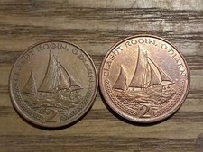 Rare 2p vintage Sailing coins