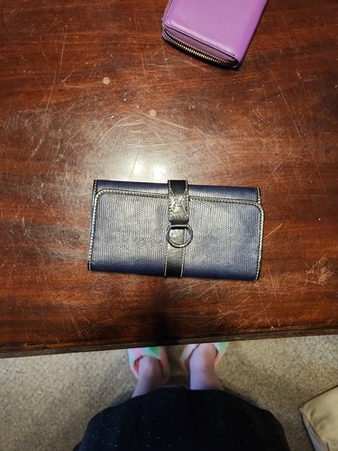 Blue leather lancel wallet - leather,