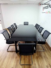 *DELIVERY AVAILABLE* Ten Person Black Glass Boardroom Table with Narbutas Chairs