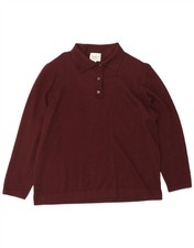 LUISA SPAGNOLI Womens Polo Neck Jumper Sweater UK 16 Large Burgundy CP06